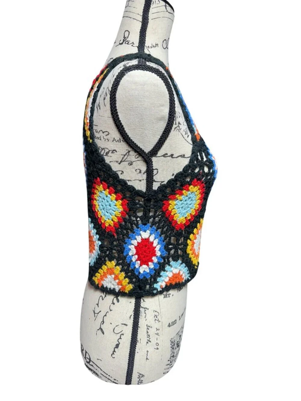 Altar'd State Blossom Crochet Granny Square Crop Top Multi Knit Boho Festival S
